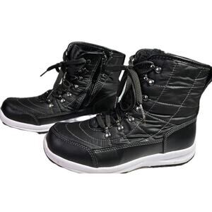 Weatherproof Katie Winter Black Sneaker Boots Womens 6M Gorpcore Fur Lined Zip